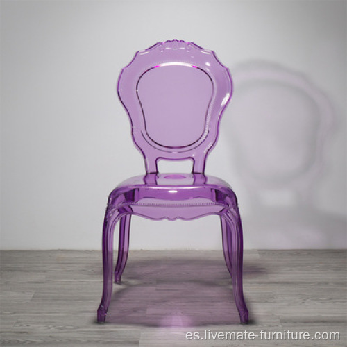 Cómoda silla de comedor de cristal de boda de plástico cómodo